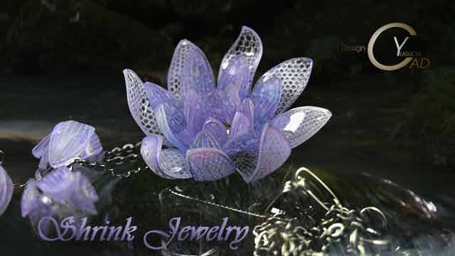 スタンプ&ペイント シュリンクジュエリー作品 プラバンアクセサリー SP170701　Shrink Plastic in Jewelry キャドユグチ　湯口千恵子の部屋